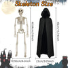 16'' Halloween Skeleton Decorations, Joints Posable with Black Cloak 4PCS