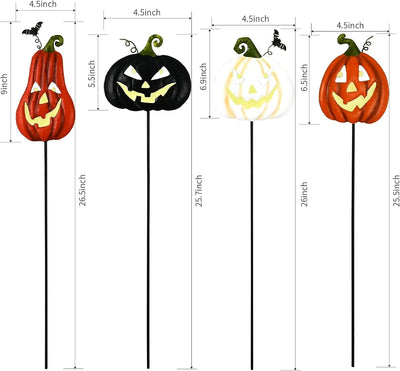26.5'' 4 Pcs Pumpkin Spooky Smile Lantern Halloween Yard Stakes