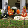 26.5'' 4 Pcs Pumpkin Spooky Smile Lantern Halloween Yard Stakes