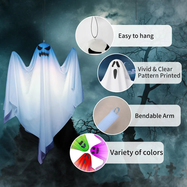 27.5 Inch Halloween Glow Hanging Ghosts Decoration