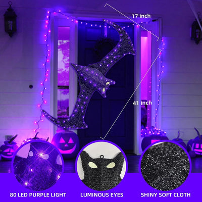 4FT Giant Bat Spooky with 80 LED Purple Lights