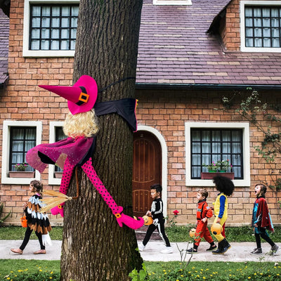 53" Crashing Witch into Tree Halloween Decoration