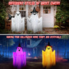 5 Ft 2 Packs Large Light-Up Ghosts with Witch Hat