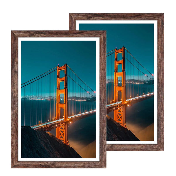 Nuolan Picture Frame Wood Patten Rustic Brown